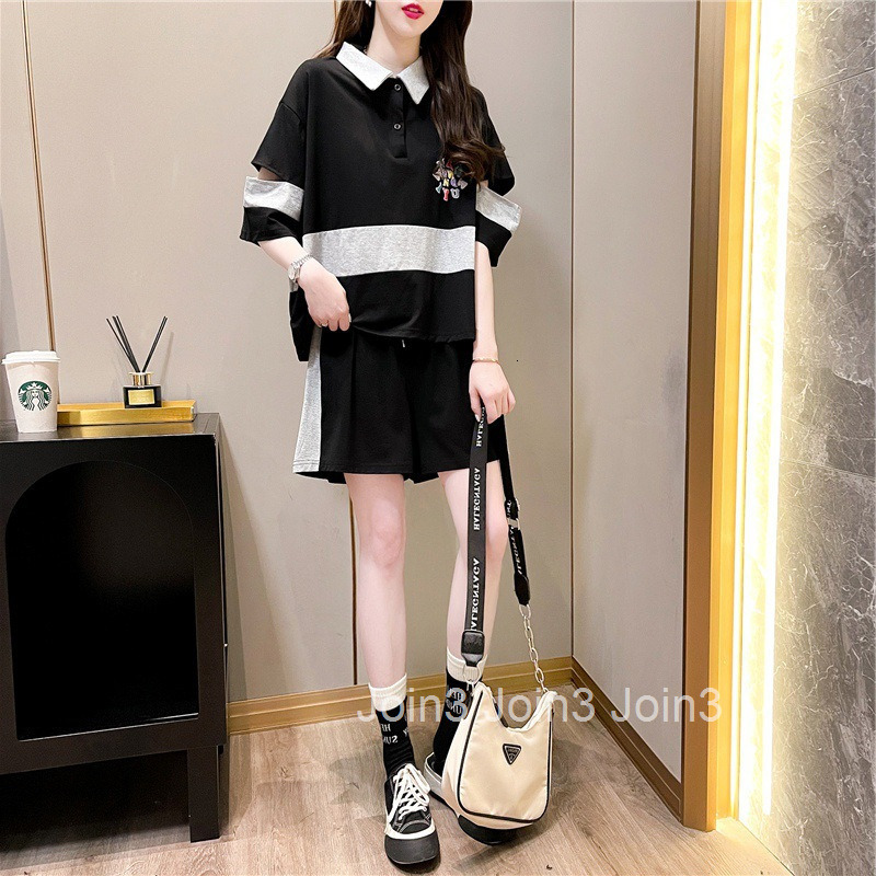 Summer New Cotton Casual Sports Style Professional Suit for Women Sweet and Salty Short Sleeve T-Shirt and Shorts Two-Piece Set for Women