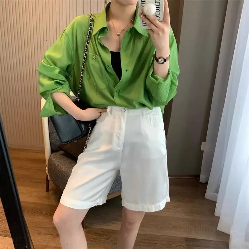 Women Long Sleeve Shirt Lyocell Tops Lazy Style Loose Light Breathable Colorful Sunscreen Womens Tops 250729