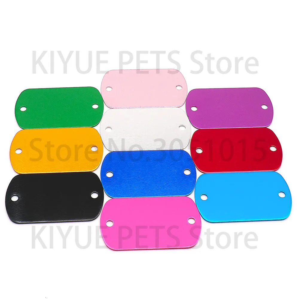 Wholesale 100Pcs Dog Tag 2 Hole Punch NamePlate Key Military Card Motorcyle Laser Hanging Pet ID Tags Custom Name Personalized 250729