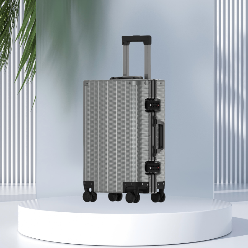 New all aluminum luggage with 20 inch boarding case and men's and women's luggage with thickened all metal swivel wheels for travel