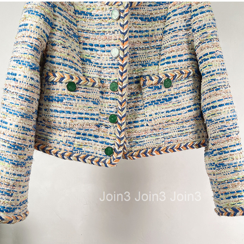 Fashion Colorful Woven French Style Short Coat for Women Thick Tweed New Autumn Winter Trendy Book
