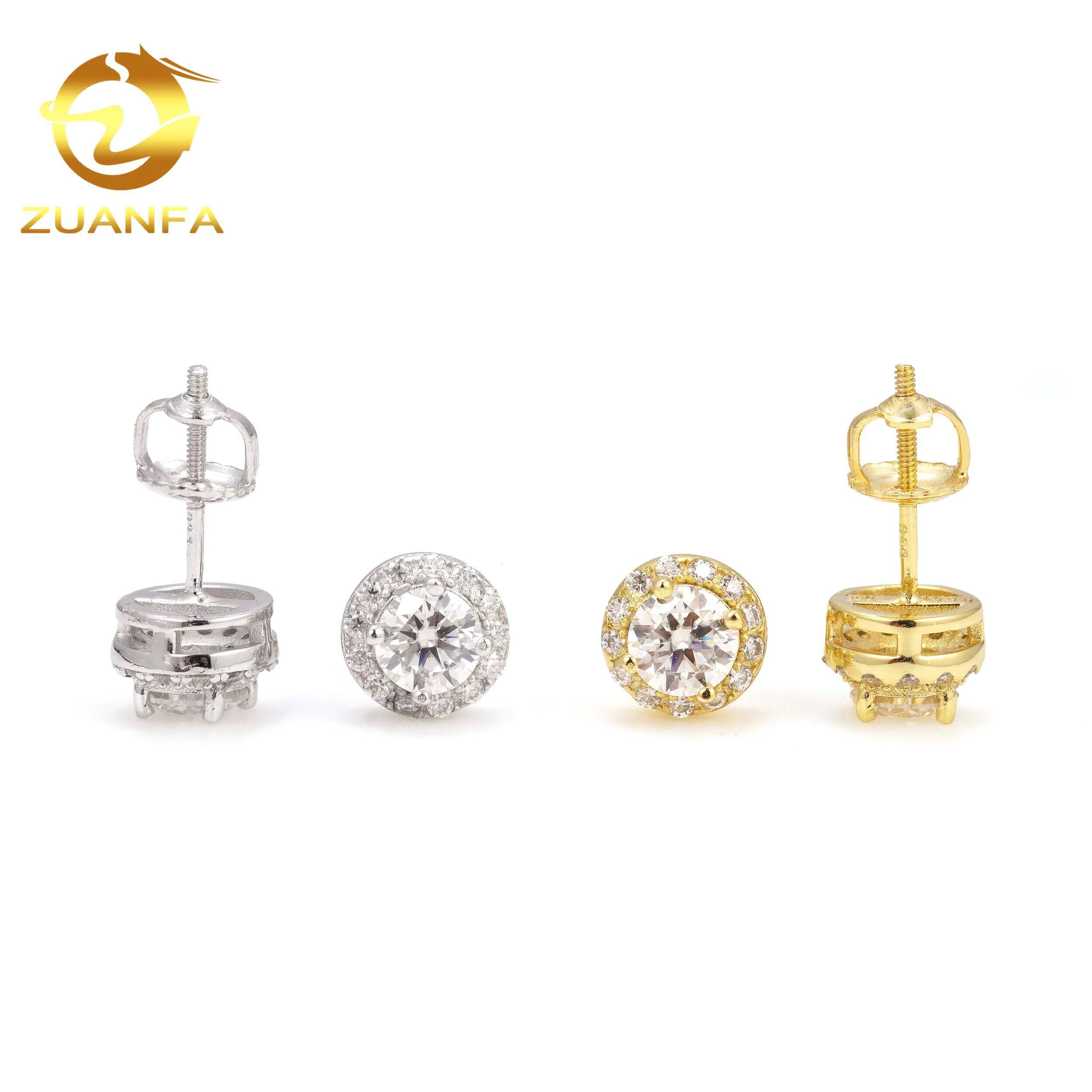 Low Price High Quality Hip Hop Iced Out Bulk 925 Silver Mens Diamond VVS Moissanite Earrings