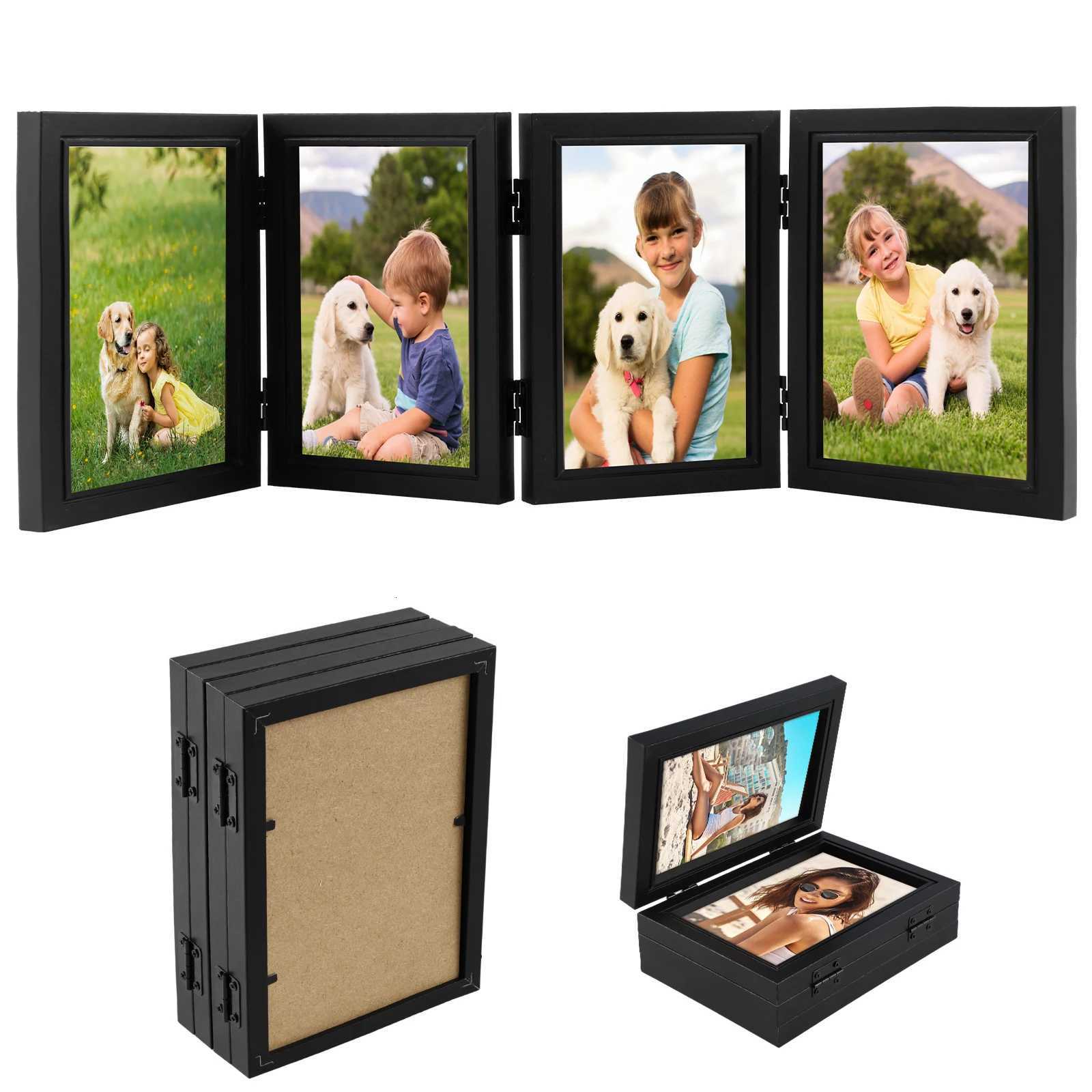 Foldable Photo Frame Hinge Photo Album Ornament Siamese Souvenir Picture Storage Box for Bookshelf Wedding Party Decor Photo Frame Z250729