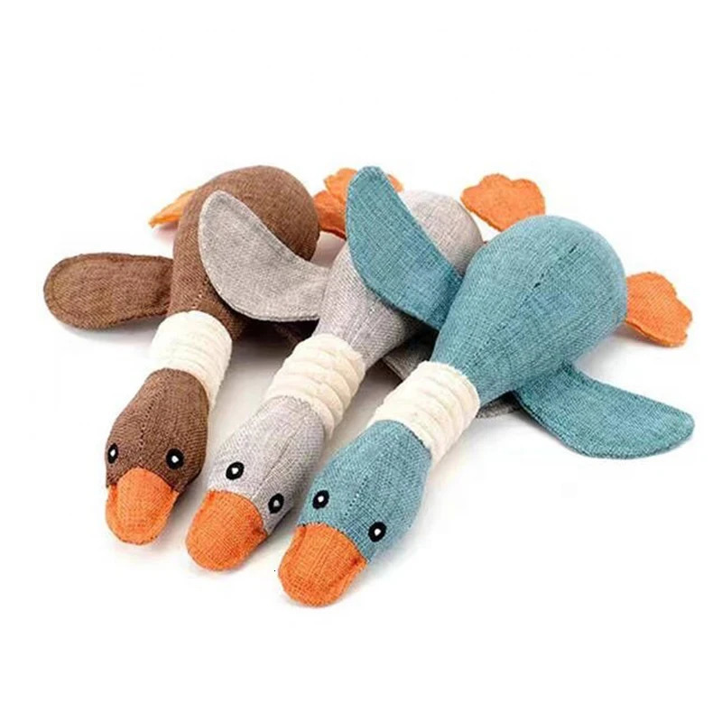 Pet Chewing Toy Tricolor Duck Sound Puzzle Training Plush Resistant to Biting Grinding Teeth and Cleaning 250729