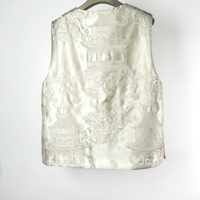 Heavy Embroidery Satin Vest for Women Spring Summer New Chinese Style Sleeveless Top