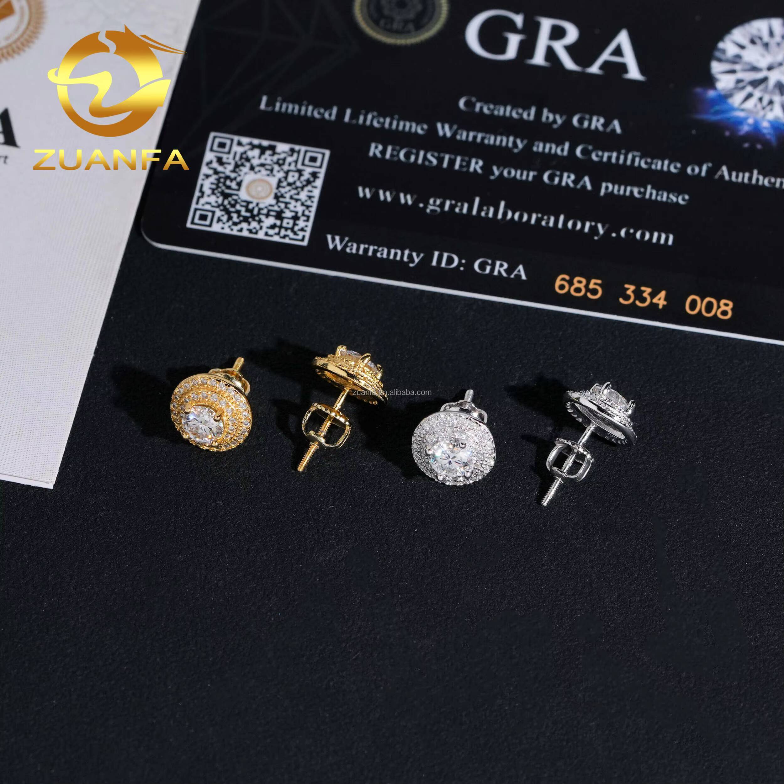 Fashion Luxury in America Warehouse Earring Jewelry Iced Out Hip Hop S925 Screw Back VVS1Round Brilliant Moissanite Stud Earring