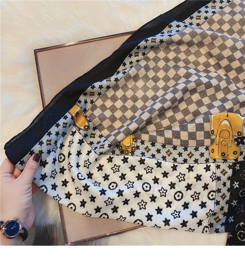 Star plaid scarf female winter high sense scarf temperament all match checkerboard plaid scarf autumn and winter shawl