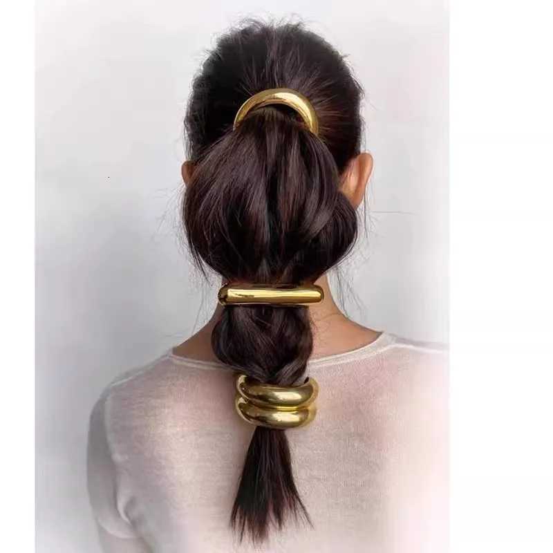 Simple Chunky Hollow Double-layer Metal Hair Clips for Women Hairbands Elastic Scrunchies Hair Ties Fashion Hair Accessories Z250729