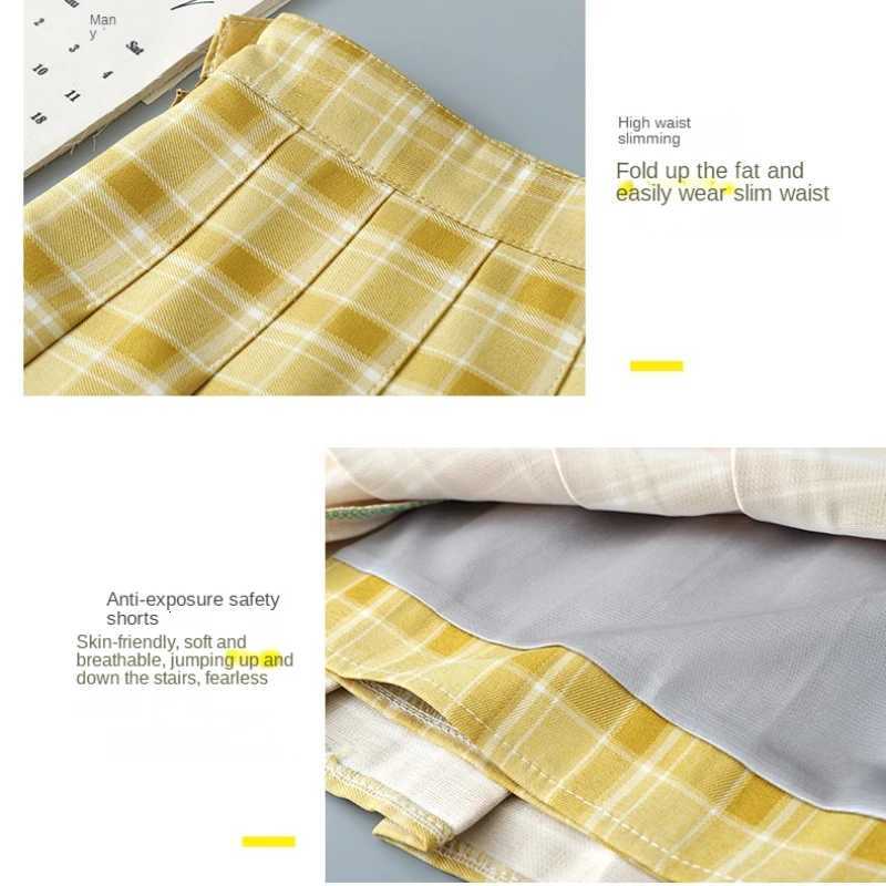 2023 Womens Summer Clothing Pleated Skirt Plaid High Waisted A Line Skirts Korean Preppy Style Mini Short Skirts For Girls R250728