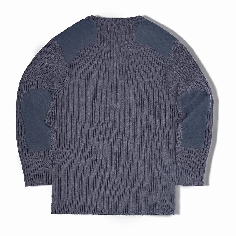 Madene Vertical Stripe Sweater ONeck Slim Fit Mens Retro Knitted Pullover Patch Stitching n Classic Sweaters Men Clothing 250729