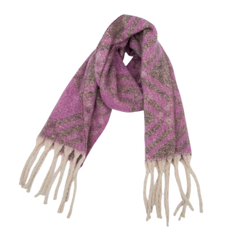 T1339 New Foreign Trade European and American Autumn and Winter Circle Yarn Jacquard Tassel Scarf