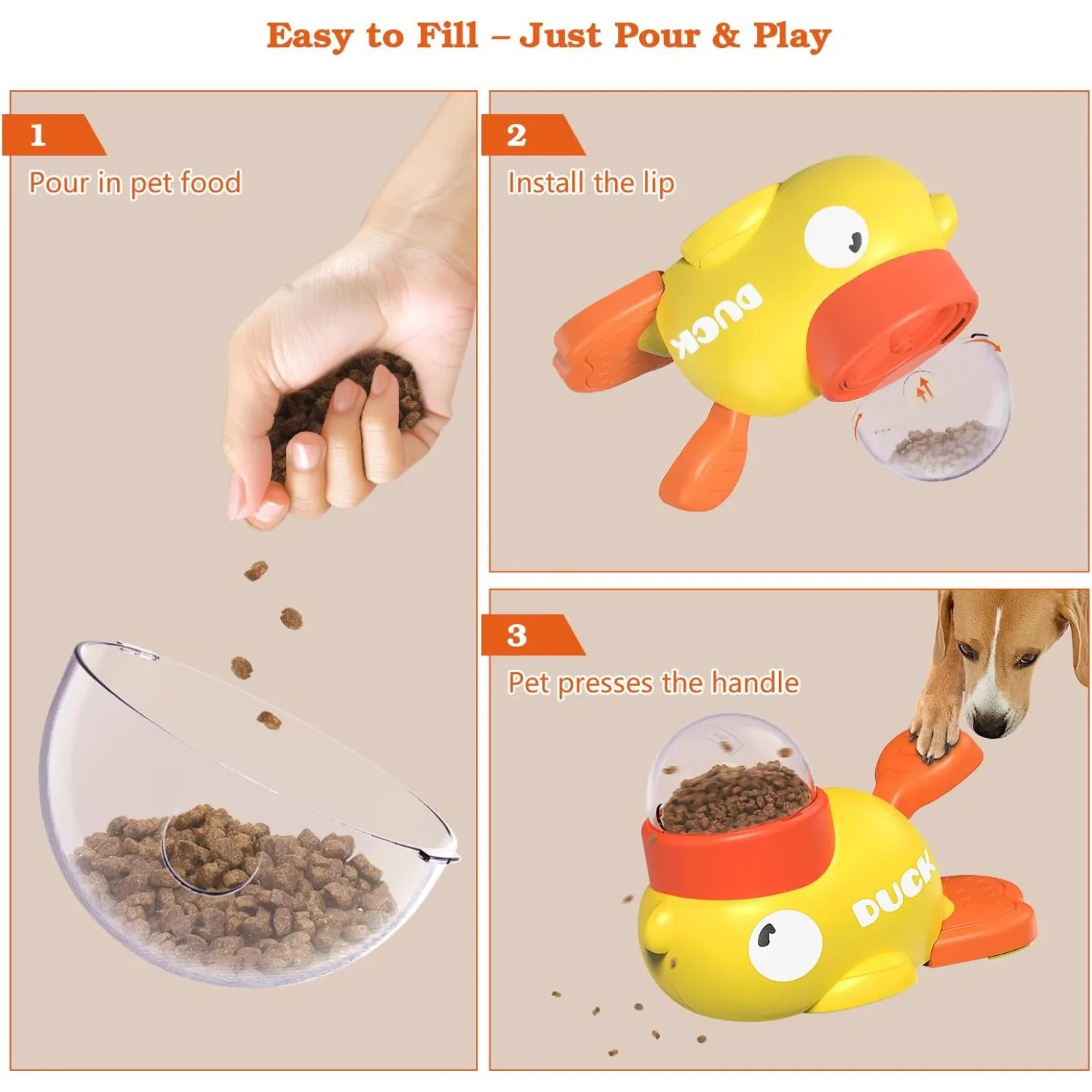 Dog Toys Interactive Treat Dispenser Toy Food Puzzle Slow Feeder Pet Cat Leaking Cute Yellow Duck Shape Supplies