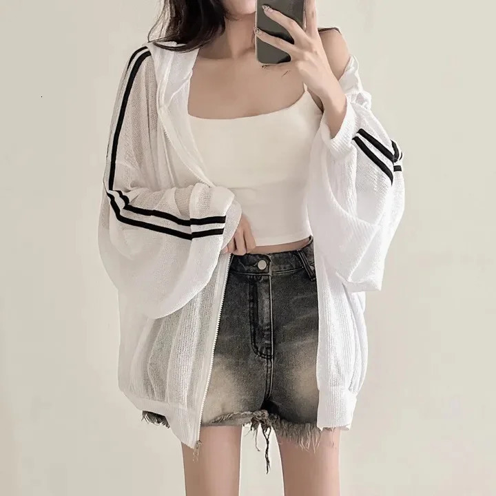 Women Thin Linen Jacket Fashion Ladies Outerwear White Sunscreen Clothing Retro Loose Long Sleeve Female Knitted Cardigan 250729