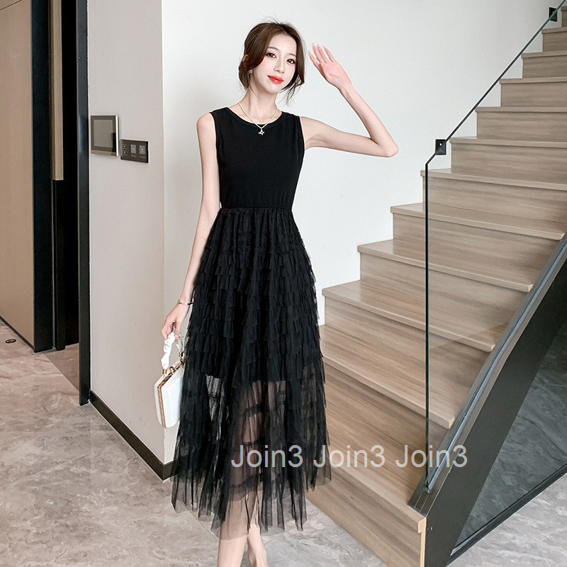 Summer New Urban Smart Girl Slim Vest Cake Dress Sweet Base Dress Long Dress