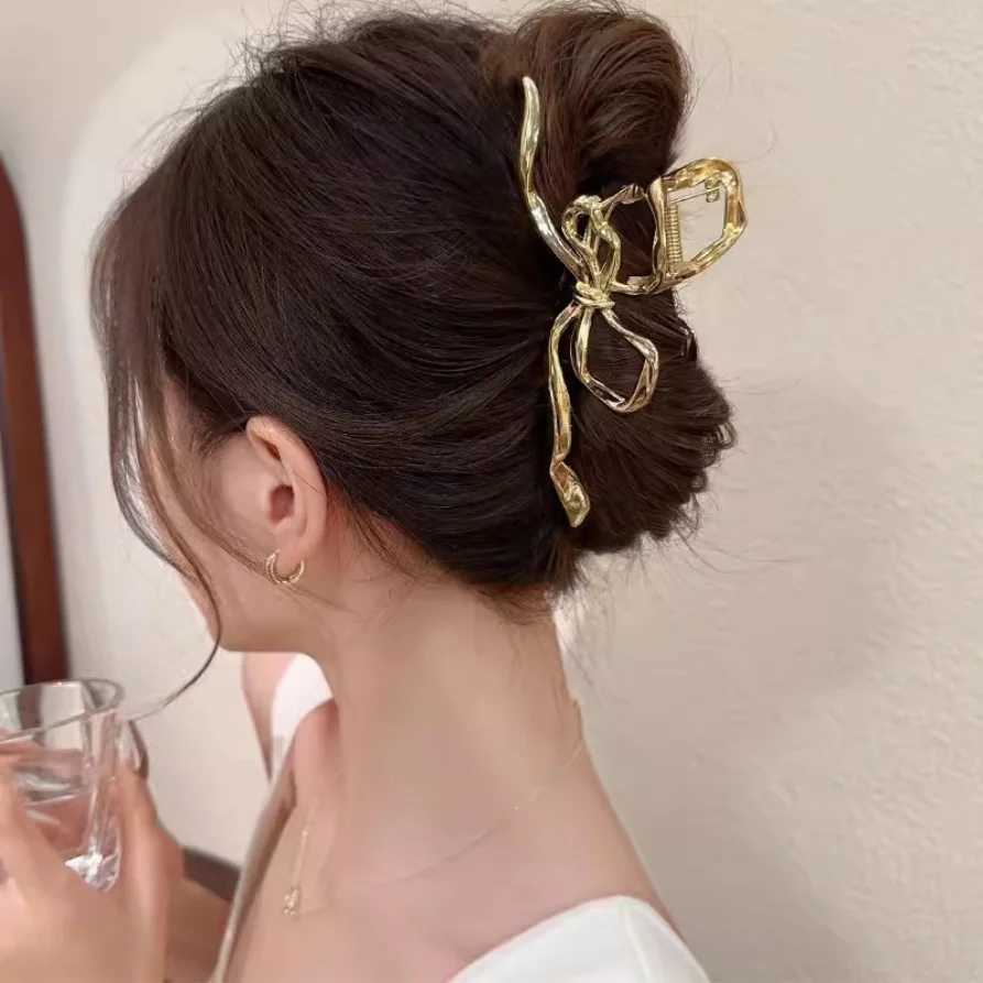 New Women Elegant Geometric Bow Hair Claws Vintage Simple Hair Clip Large Metal Hairpins Barrettes Fashion Hair Accessories Z250729