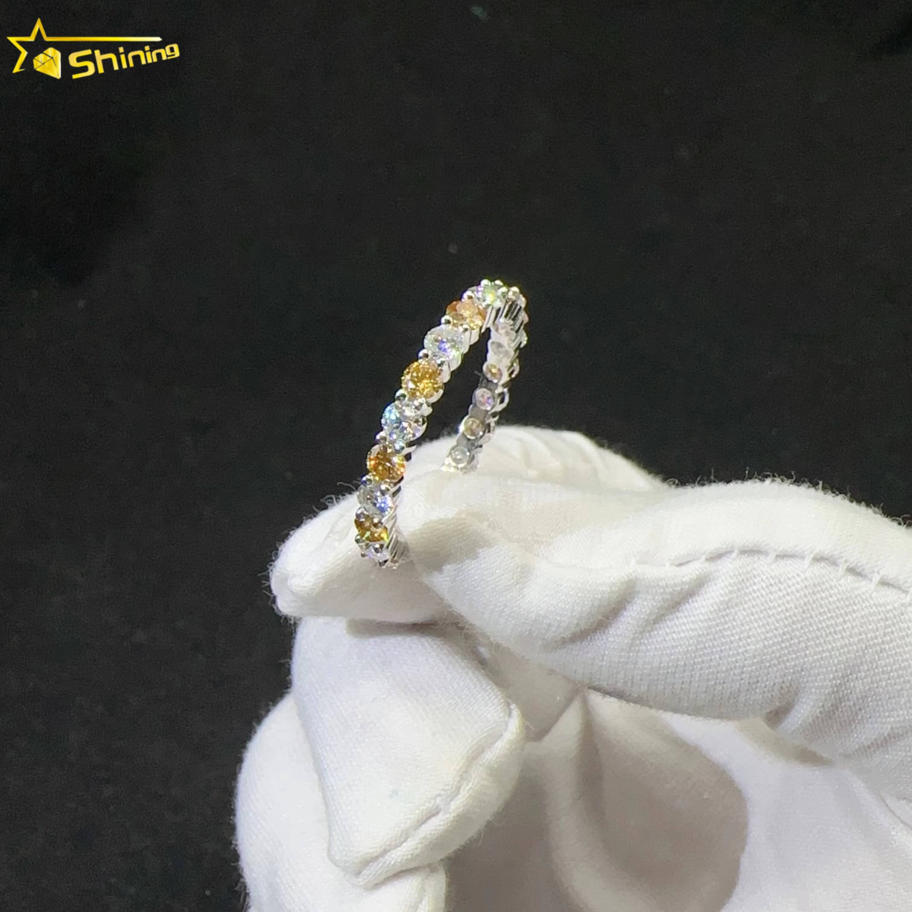 Custom Women Iced Out Eternity 925 Sterling Silver Gra Certificate VVS Moissanite Ring