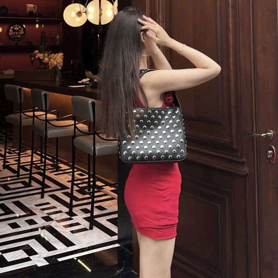 Women's Bags Designer Women's Bags Designer Studded Purses Y2k Shoulder Bag Punk Women Small Shouder Purse Vegan Leather Designer Handbags S