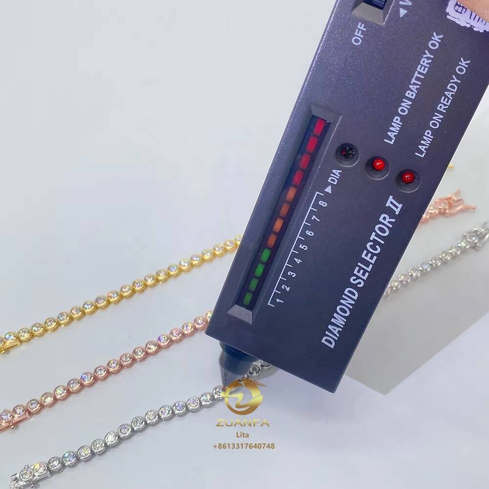 New Design Hip Hop 3mm 4mm 5mm Gra Certified Moissanite Diamond Gold Tennis Chain 925 Silver Tennis Necklace