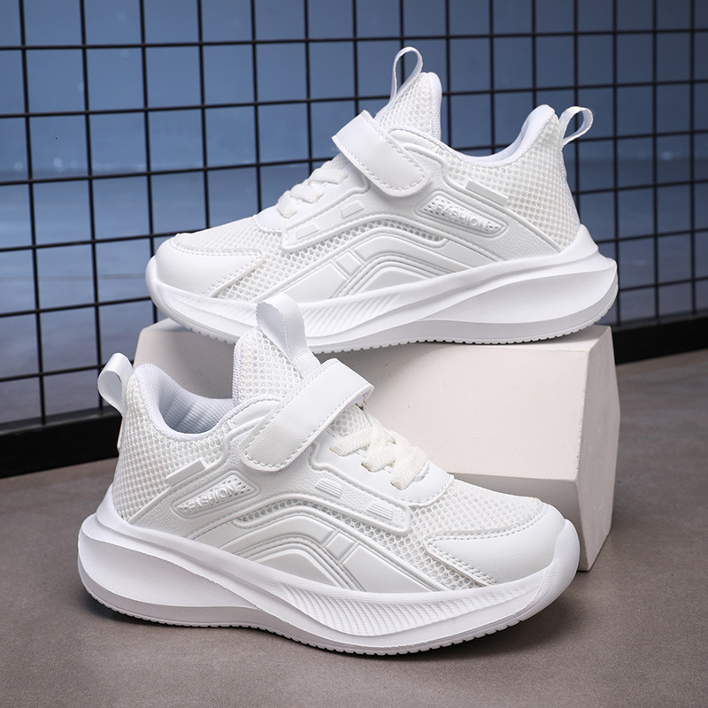 Children's Girls' Spring and Autumn New White Sneakers Casual Boys' Mesh Wave Shoes