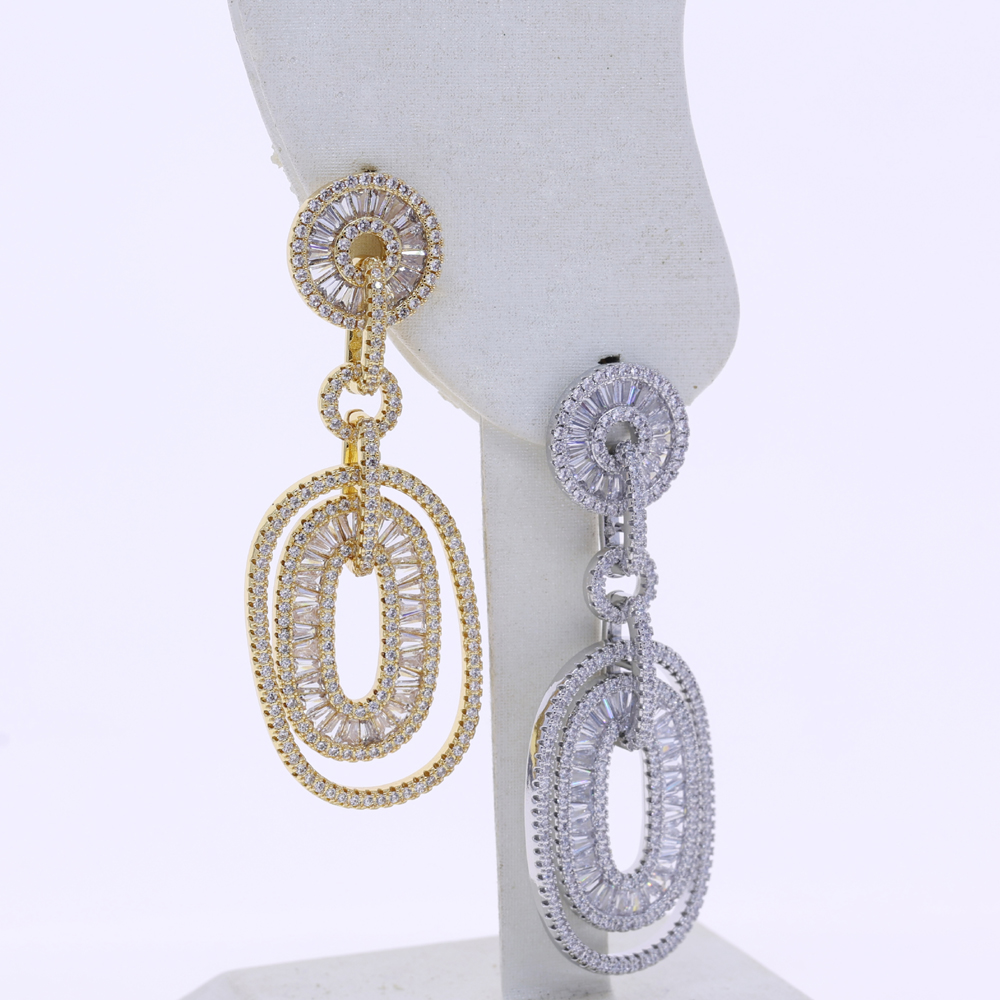 2025 NEW Fashion Luxury Oval Multi Drop Pendant Earrings Shiny Full CZ For Women High Quality Wedding Party Jewelry