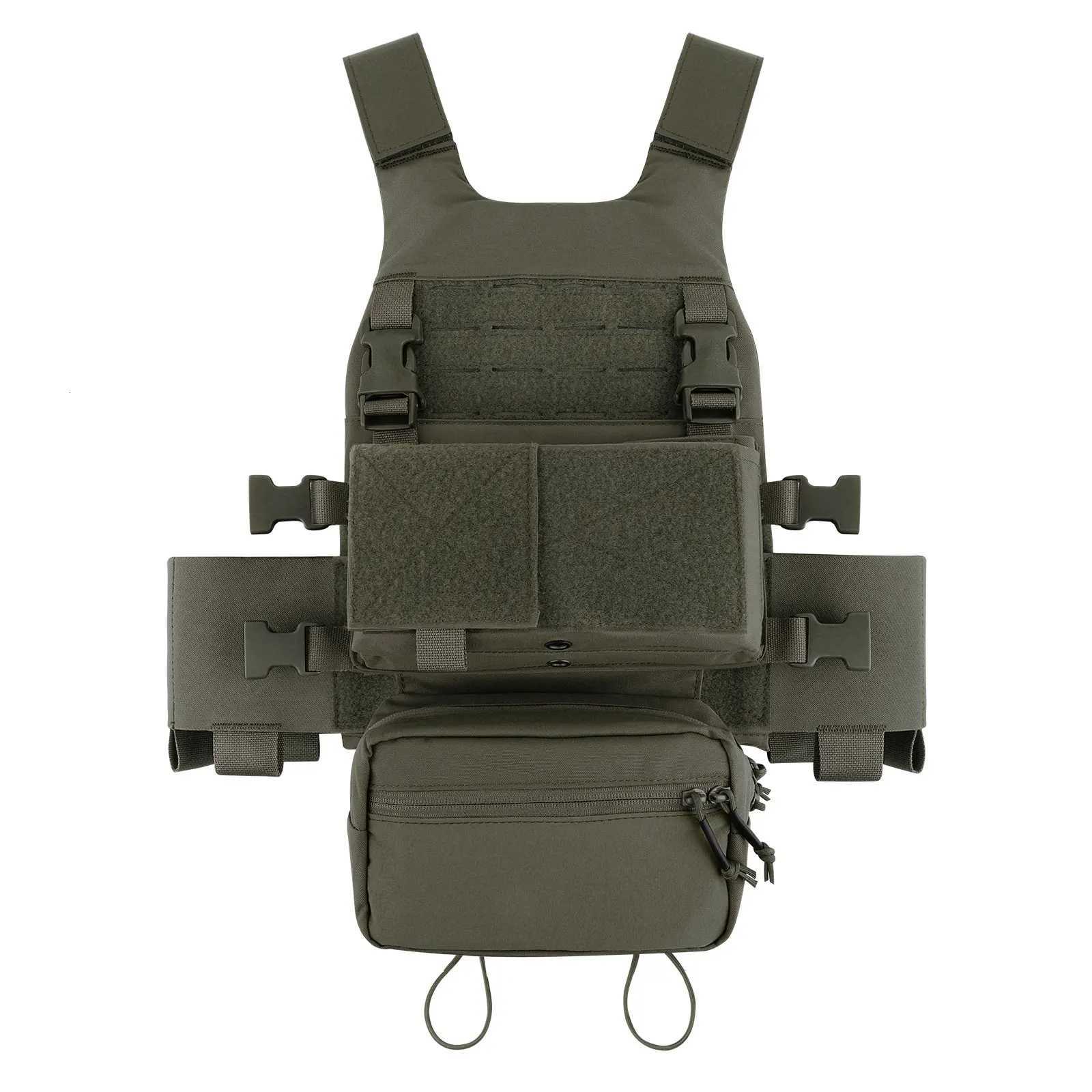 KRYDEX FCS Slickster Tactical Vest Plate Carrier Elastic Cummerbund Micro Fight MK3 MK4 Front Panel SACK Drop Pouch Ranger Green Z250728