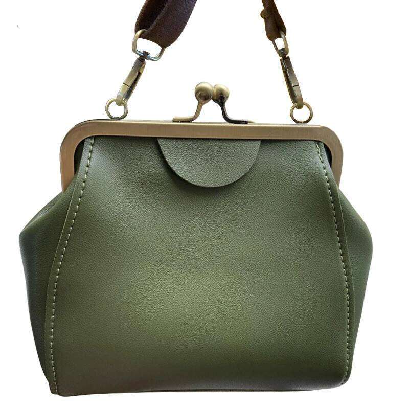 Retro Army Green Wide Strap Women Shoulder Bags Crossbody Handbag PU Leather All-match Bag Korean Japan Style