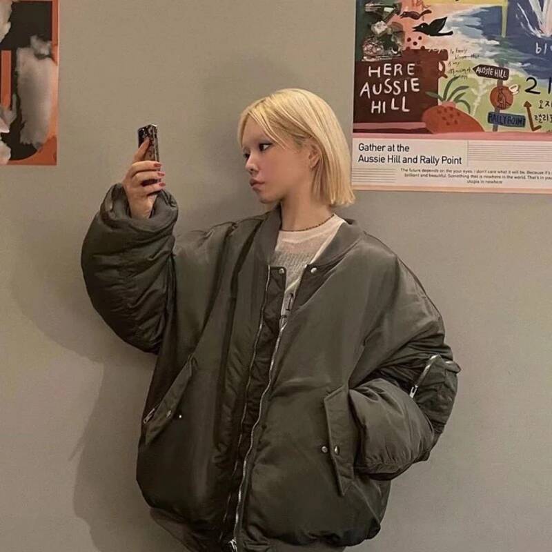 Autumn/Winter Flight Baseball Thickened Cotton Parkas Outerwears American Oversized Double Zip Up Jacket And Coat Men