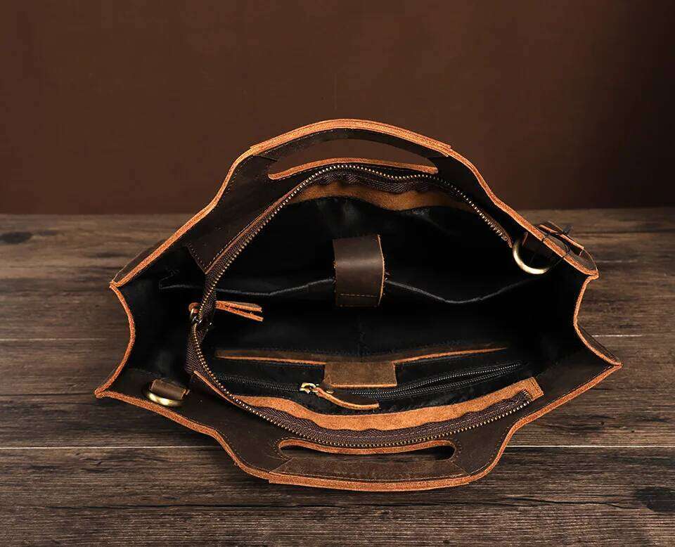 OLOEY Newsbirds Thick Leather Black For Men Male Busienss Document Bag A4 size Handbag Slim Briefcase men's messenger bag