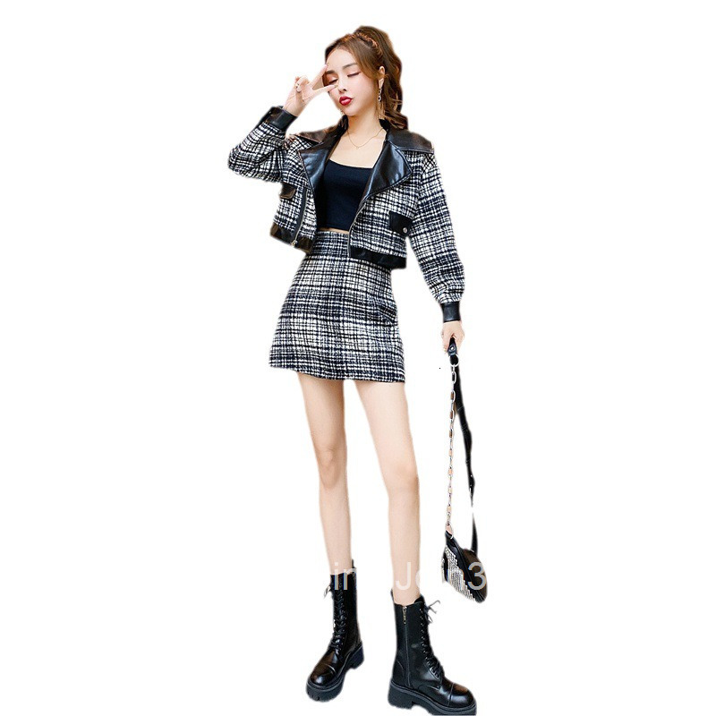 Autumn Winter New Fashionable Socialite Short Blazer and Skirt Set Two-Piece Womens Outfit