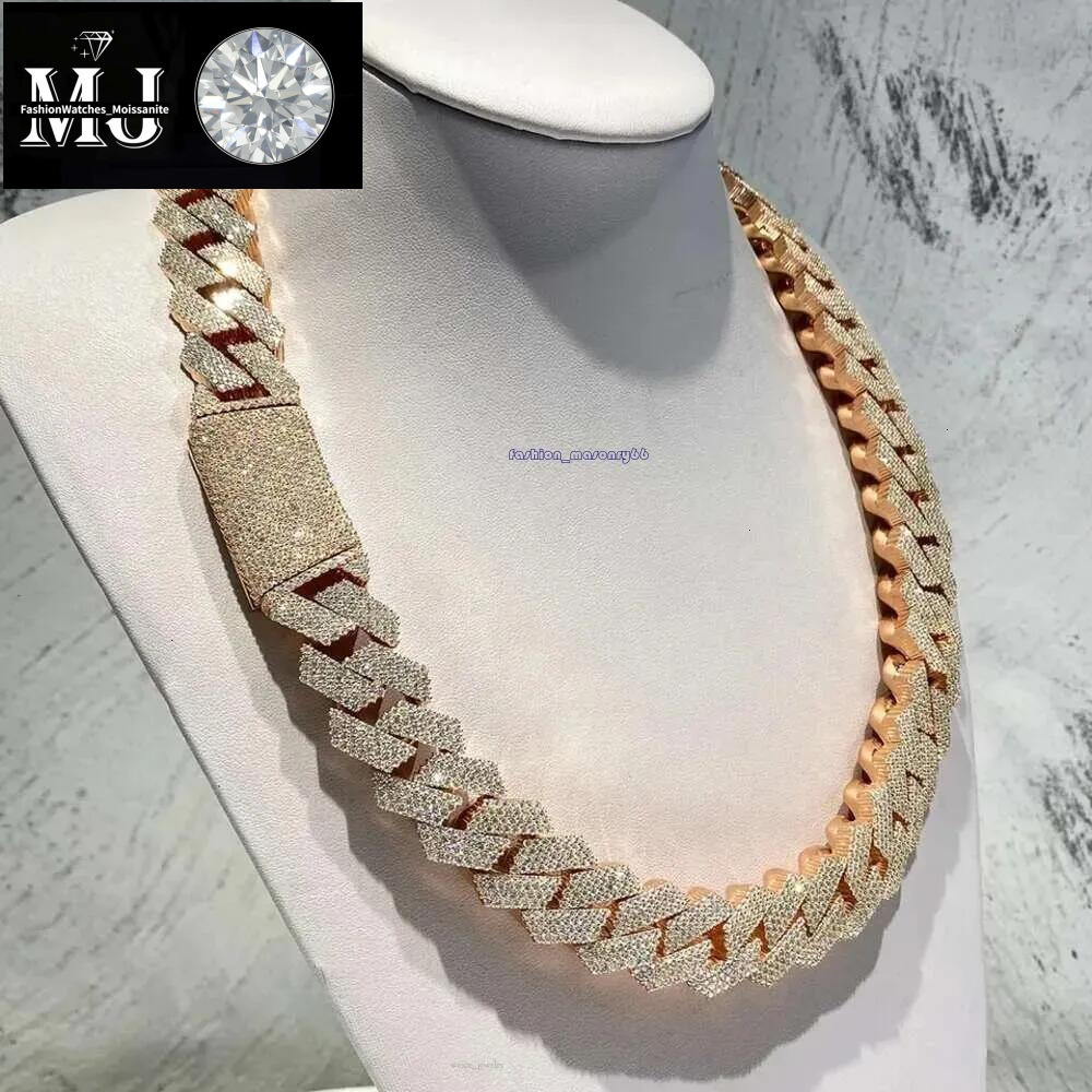 Hip Hop Rapper Mossanite Necklace Jewelry Vvs Sterg Sier 20mm Black Dia Moissanite Cuban k Chain
