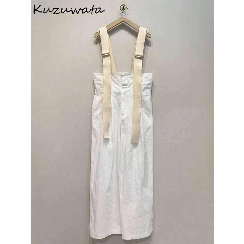 Kuzuwata Moda Loose Waist Slim Fit Casual Overall Elegant Lazy Mid-length Patchwork Jumpsuit Japan New Soft Sunscreen Bodysuit