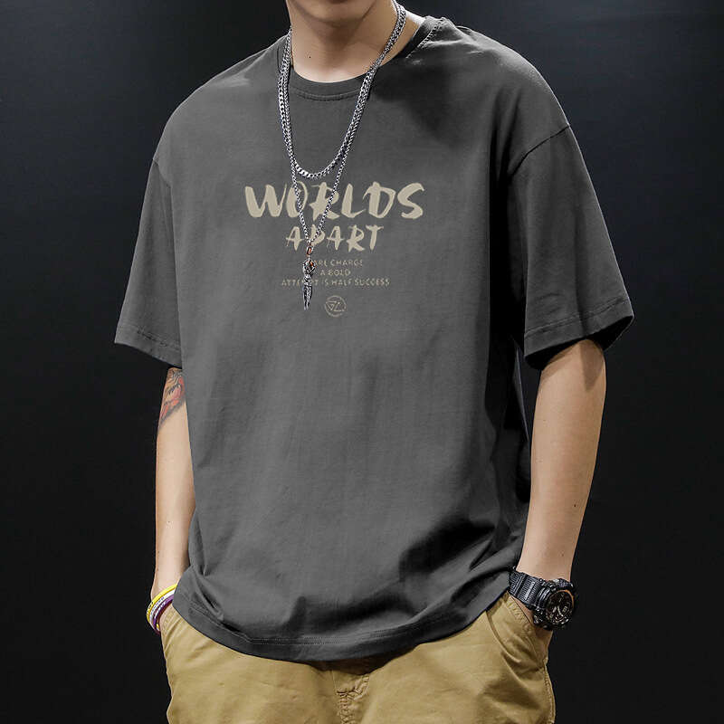 Designer T Shirt Heavyweight Pure Cotton Short Sleeve T-Shirt For Men Summer Ins Trend Hong Kong Style Simple Top Trendy Brand Loose Short Sleeve Tee 
