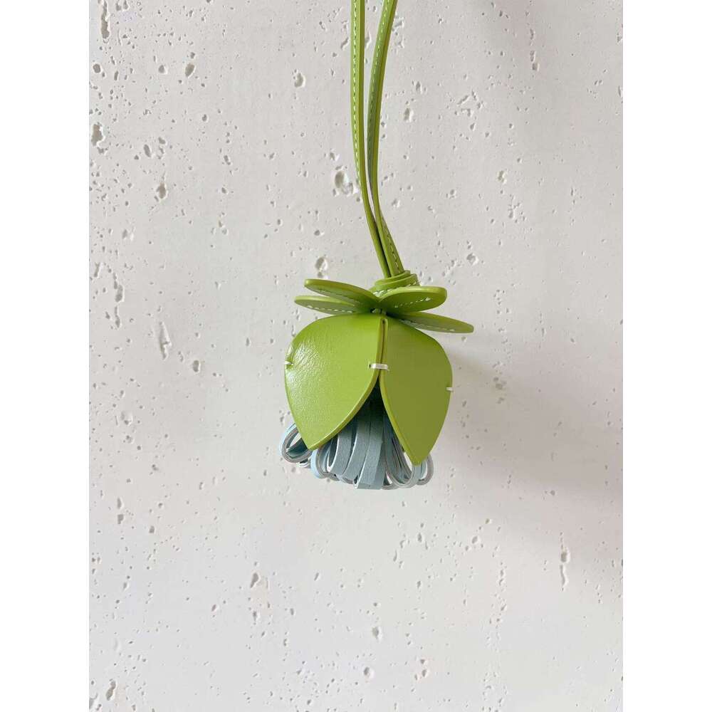 Miu Style Genuine Leather Handmade Bud Flower Bag Alternative Car Pendant Keychain