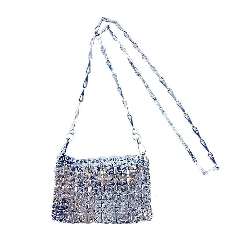 Unique Niche Design Metal Sequin Chain Handwoven Fashionable Stylish Phone Lipstick Crossbody Bag for Women