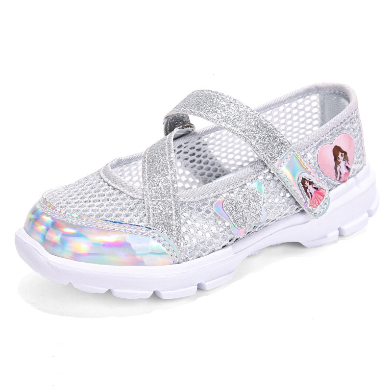 Single Mesh Girls' Summer New Style Frame Sneakers Hollow Out Children's Little Girl Trendy Breathable Princess Shoes