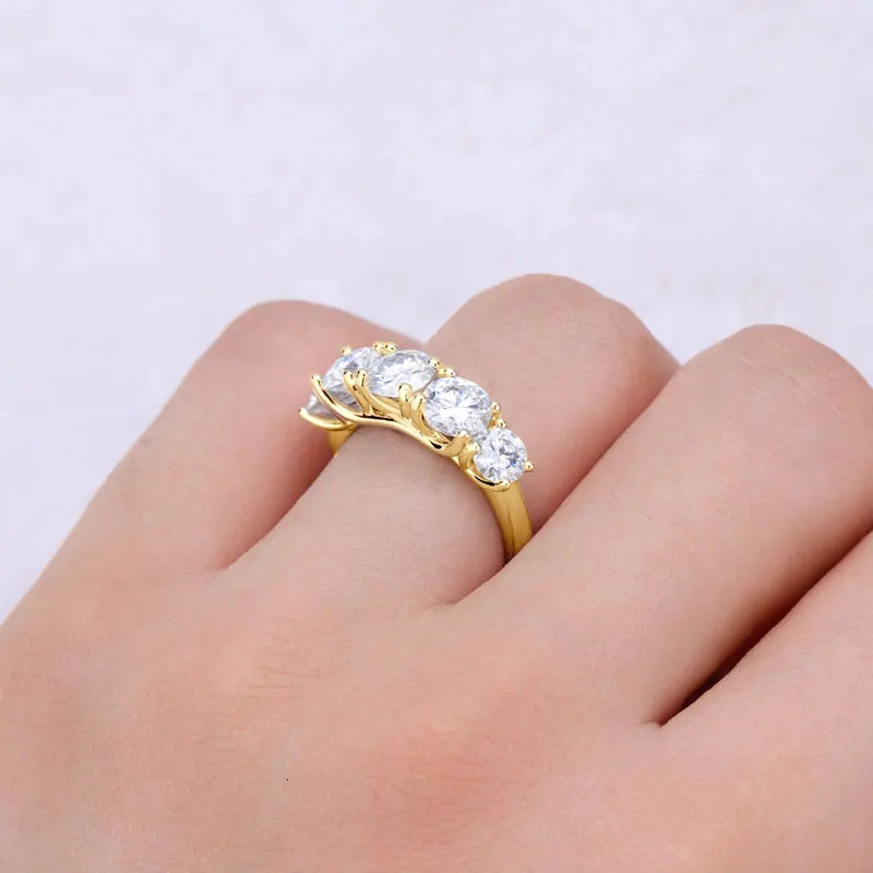 IOGOU D3.60CT vvs1 Full Engagement Ring for Women 925 Silver With 14k Gold Plated Five Stone Wedding Ring Gift 250729