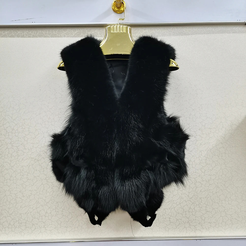 Women 100% Genuine Fox Fur Vest Natural Soft Fox Fur Sleeveless Jacket Lady Quality Warm Fox Fur Vest 250723
