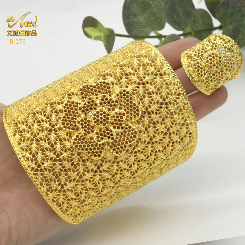 Bride Gold Color Dubai Bangles For Women African Ethiopian Bracelets Wedding Jewelry Party Gifts 241125