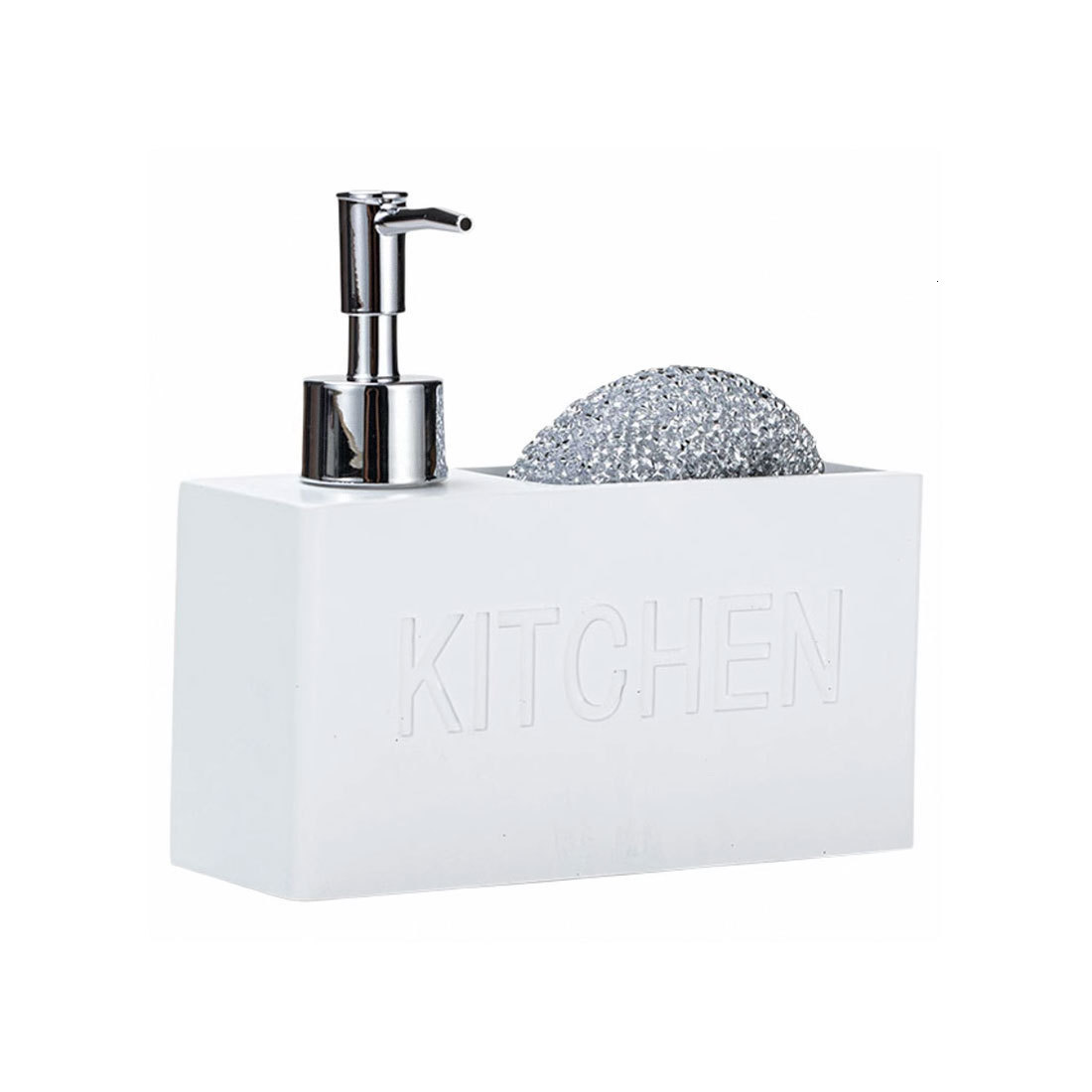 Kitchen Soap Dispenser Dishwashing Liquid Pump Bottle White Resin Lotion Hand Sanitizer Dispenser Sponge Storage Box221207