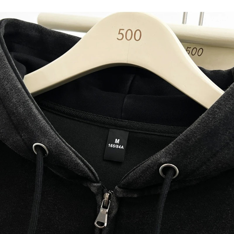 Acid Wash Women Fashion Casual Hoodies Autumn Winter Y2k Coat Washed Vintage Streetwear Versatile Loose Pockets Outerwear 250729