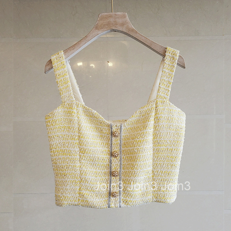 Fashion Autumn New Elegant Tweed Petite Heightening Fragrant Inner Camisole Vest Jacket for Women