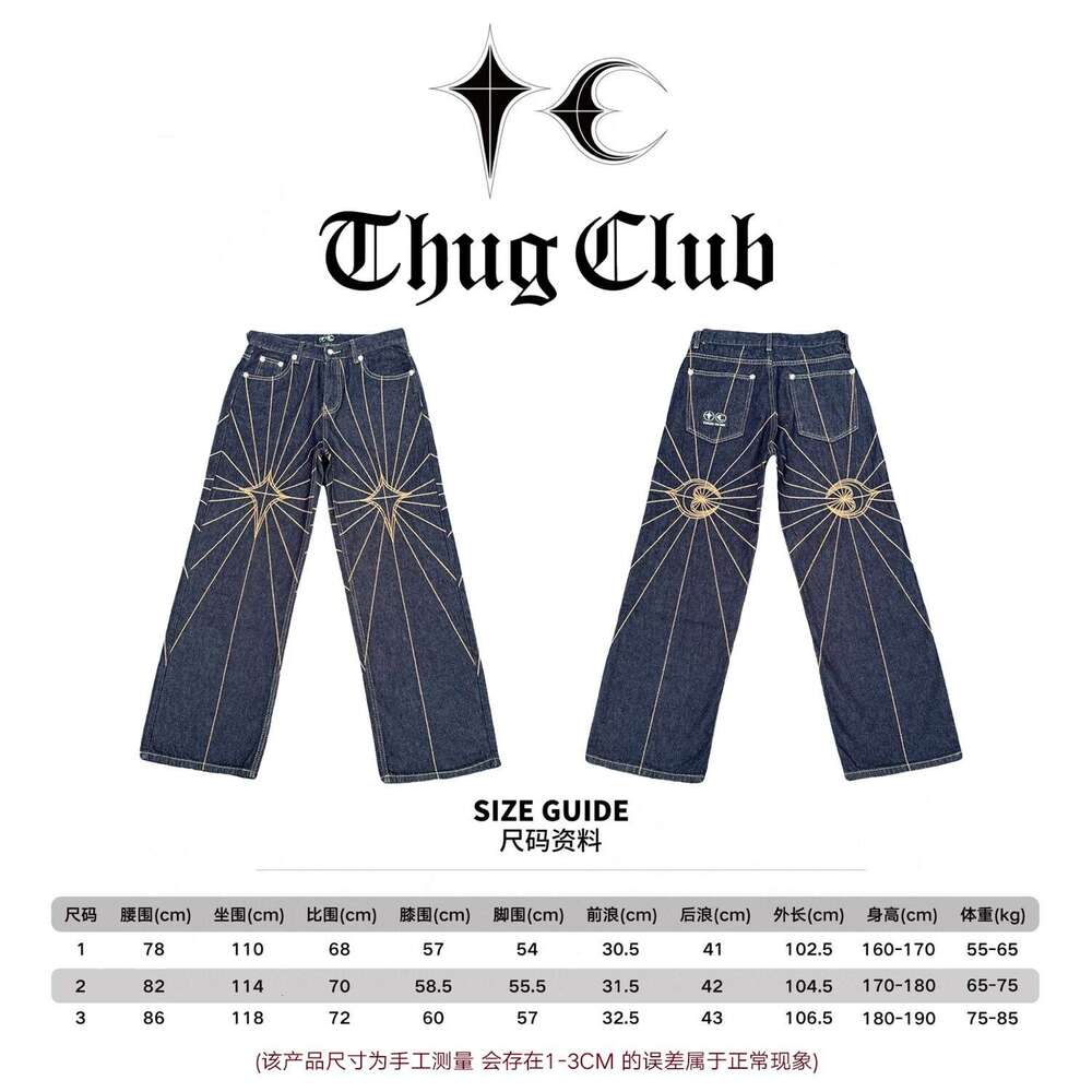 Complete Accessories ThugClub Combination Series Mid-Waist Loose Jeans Unisex Trendy Brand Casual Versatile