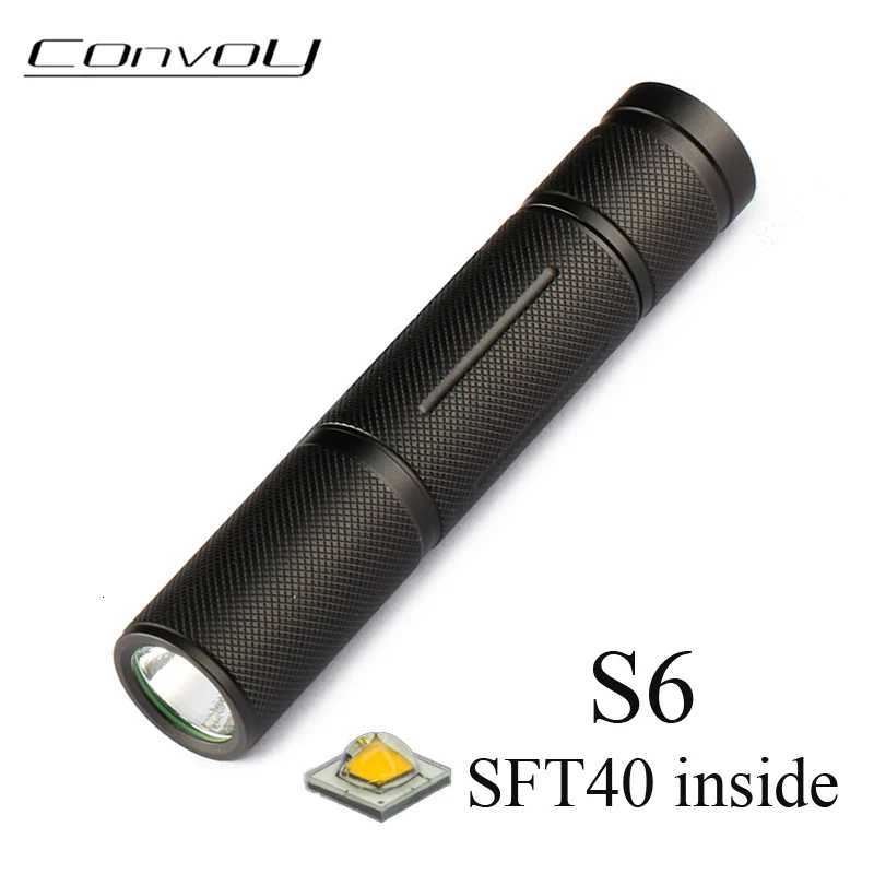 Convoy S6 Flashlight with Luminus SFT40 Led Flashlight 18650 Mini Torch EDC Flash Light Camping Fishing Lamp Flashlight XJ250728