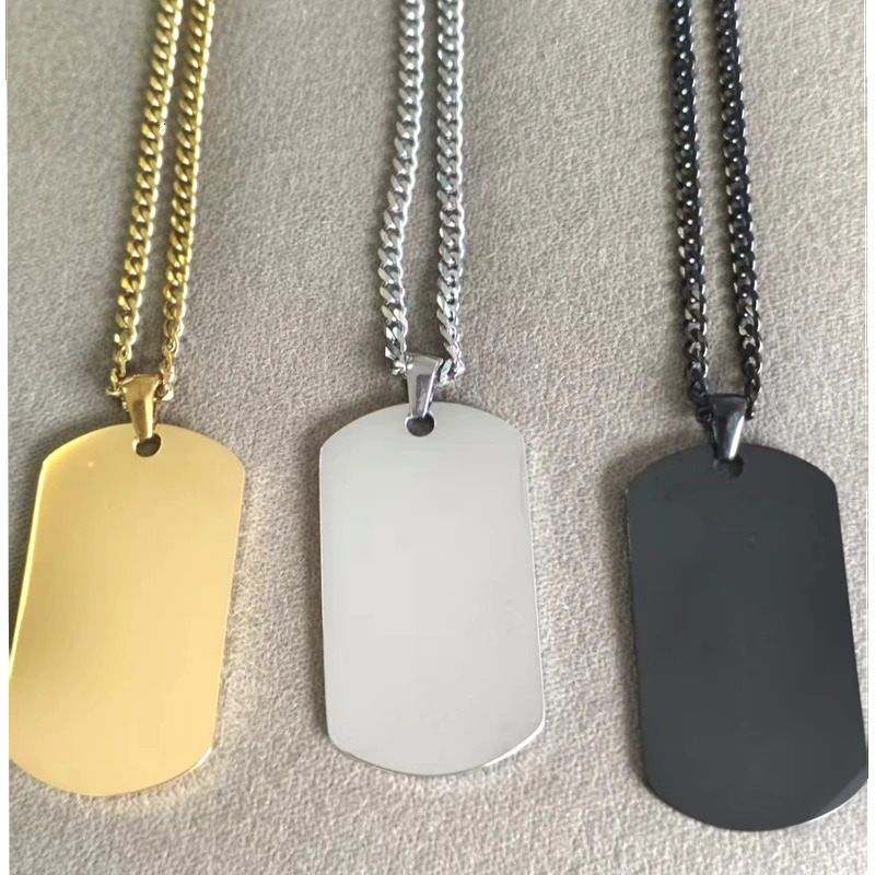 10pcs Dog Tag Necklaces for Men Boys Military Dogtags PendantBlack Silver Color Stainless Steel Collar Gift for Him 250729