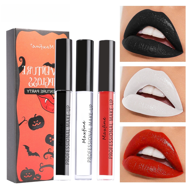 3PCS Liquid Lipstick Sets Waterproof Matte Black Blue Sexy Lip Gloss Long Lasting Nude Lip Tint Stain Makeup Velvet Cream Lip Gloss Semi-Matte Lip Gla
