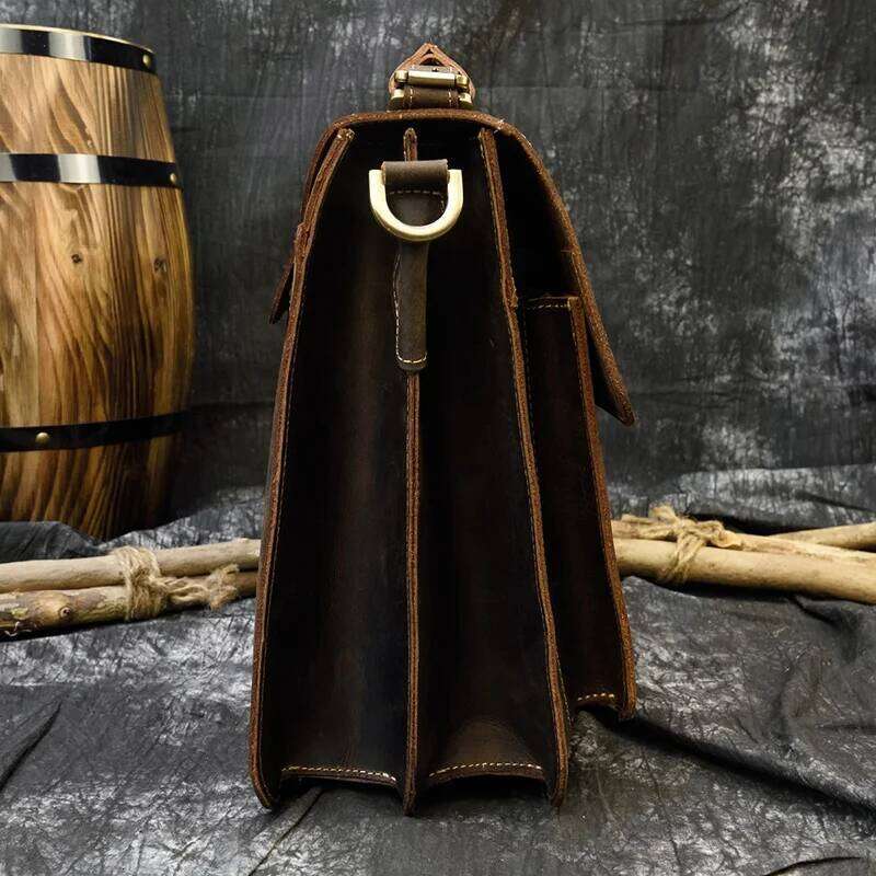 Luufan Men Business Briefcase Genuine 15 inch Laptop Cow Leather Messenger Shoulder Compute For Man Bag Tote