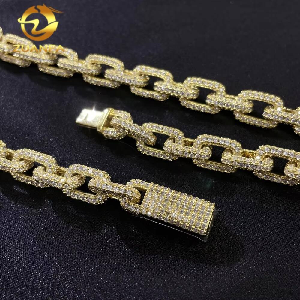Fine Jewelry Pass Diamond Tester Hip Hop Iced Out 8mm VVS Moissanite Diamond Franco Infinity Link Chain Necklace