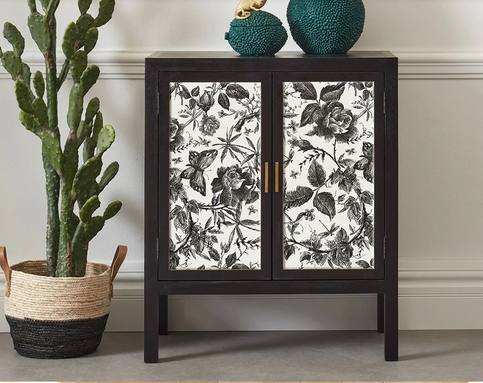 Ink Rose Self Adhesive Wallpaper Black Watercolor Floral Removable Peel and Stick Wallpaper for Bedroom Cabinet Wall Decorations