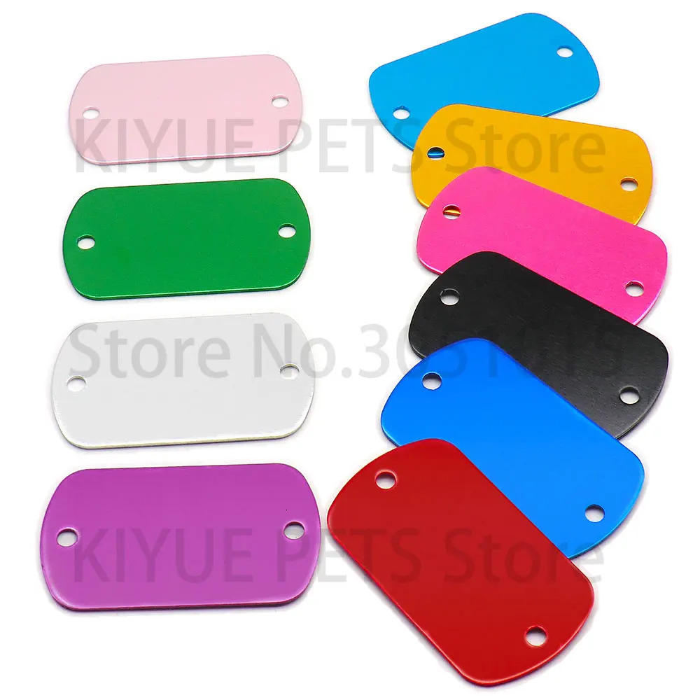 Wholesale 100Pcs Dog Tag 2 Hole Punch NamePlate Key Military Card Motorcyle Laser Hanging Pet ID Tags Custom Name Personalized 250729