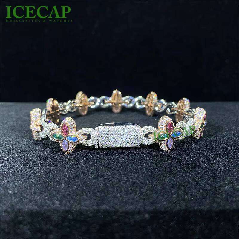 Best Selling Sterling Sier Cuban Link Bracelet for Men Rhodium Plated Moissanite Dia Popular Bangles & Bracelets